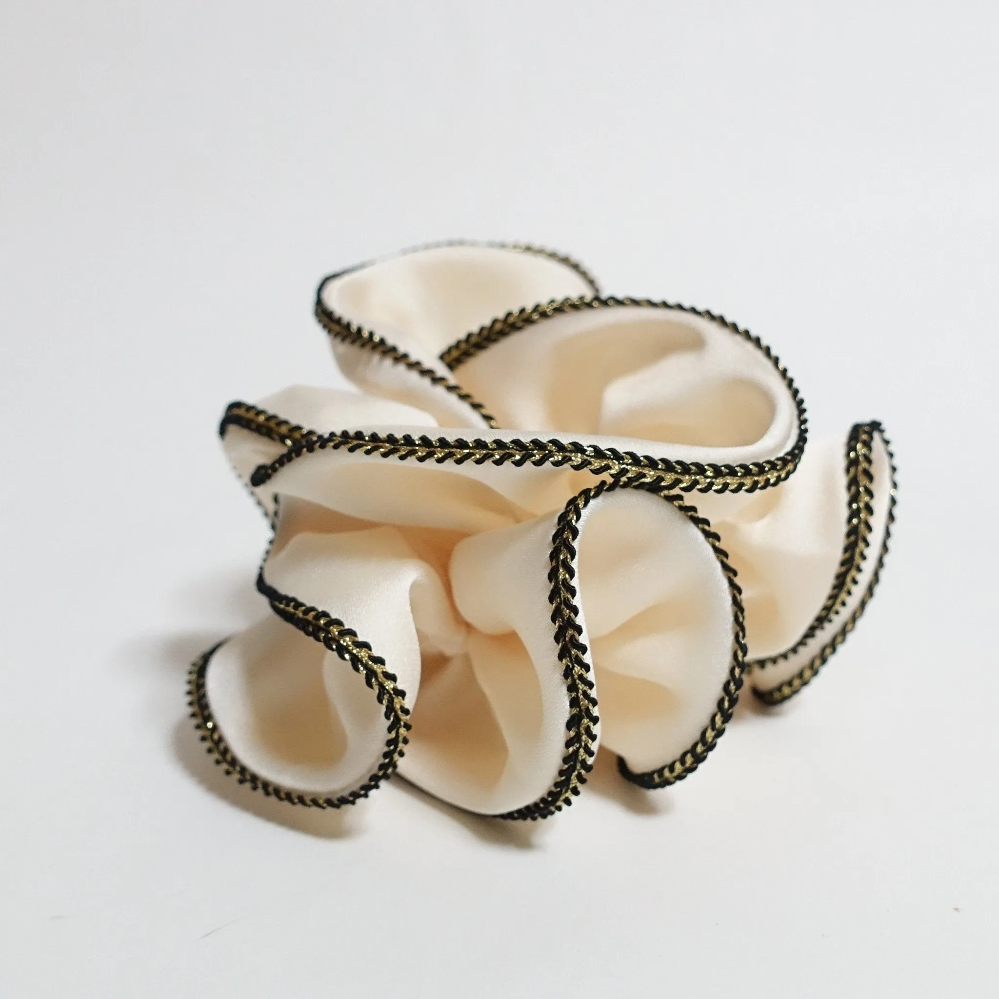 Golden Thread Trim Satin Hair Elastic Hair Ties Women Hair Scrunchies