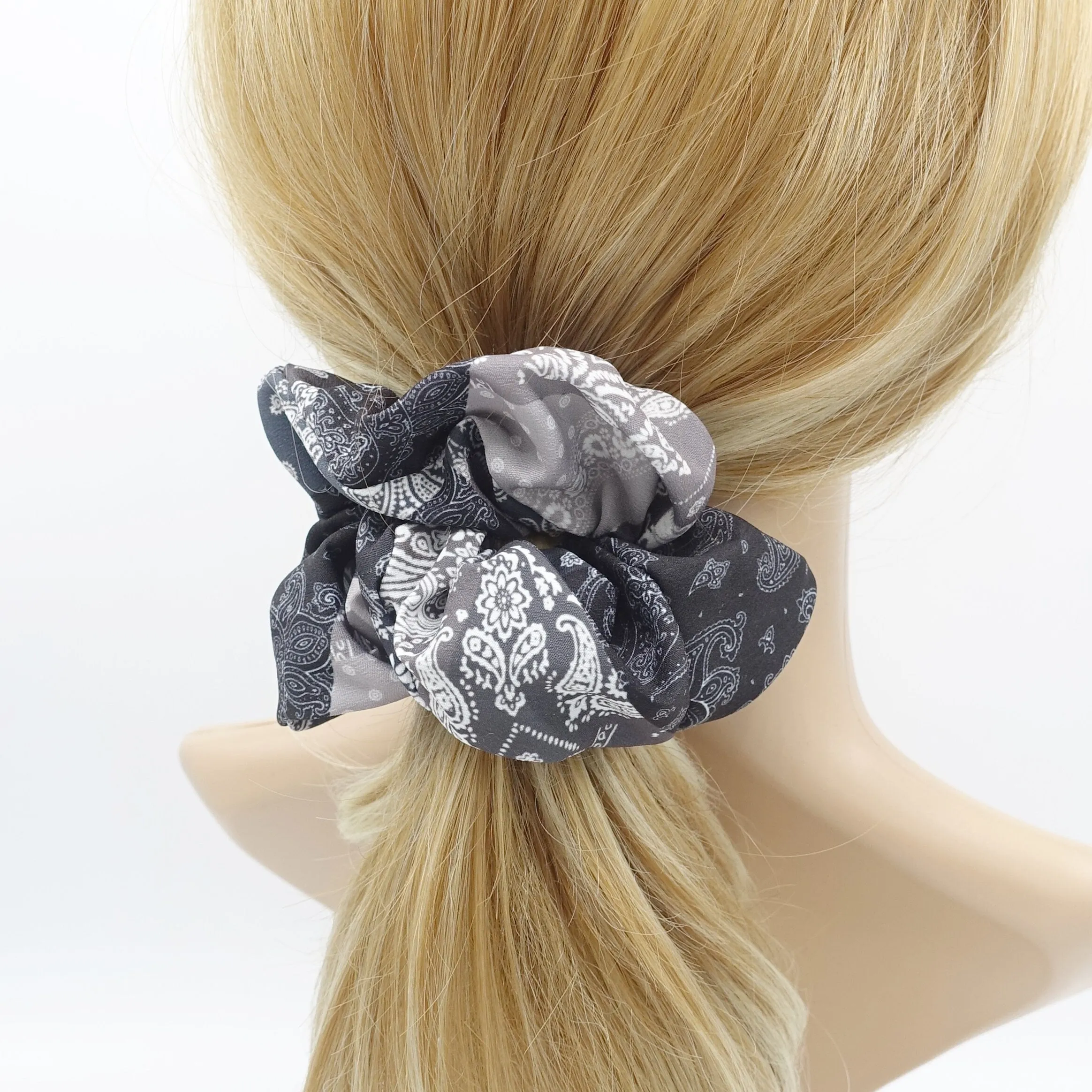 gradient color paisley print scrunchies hair elastic accessory for women