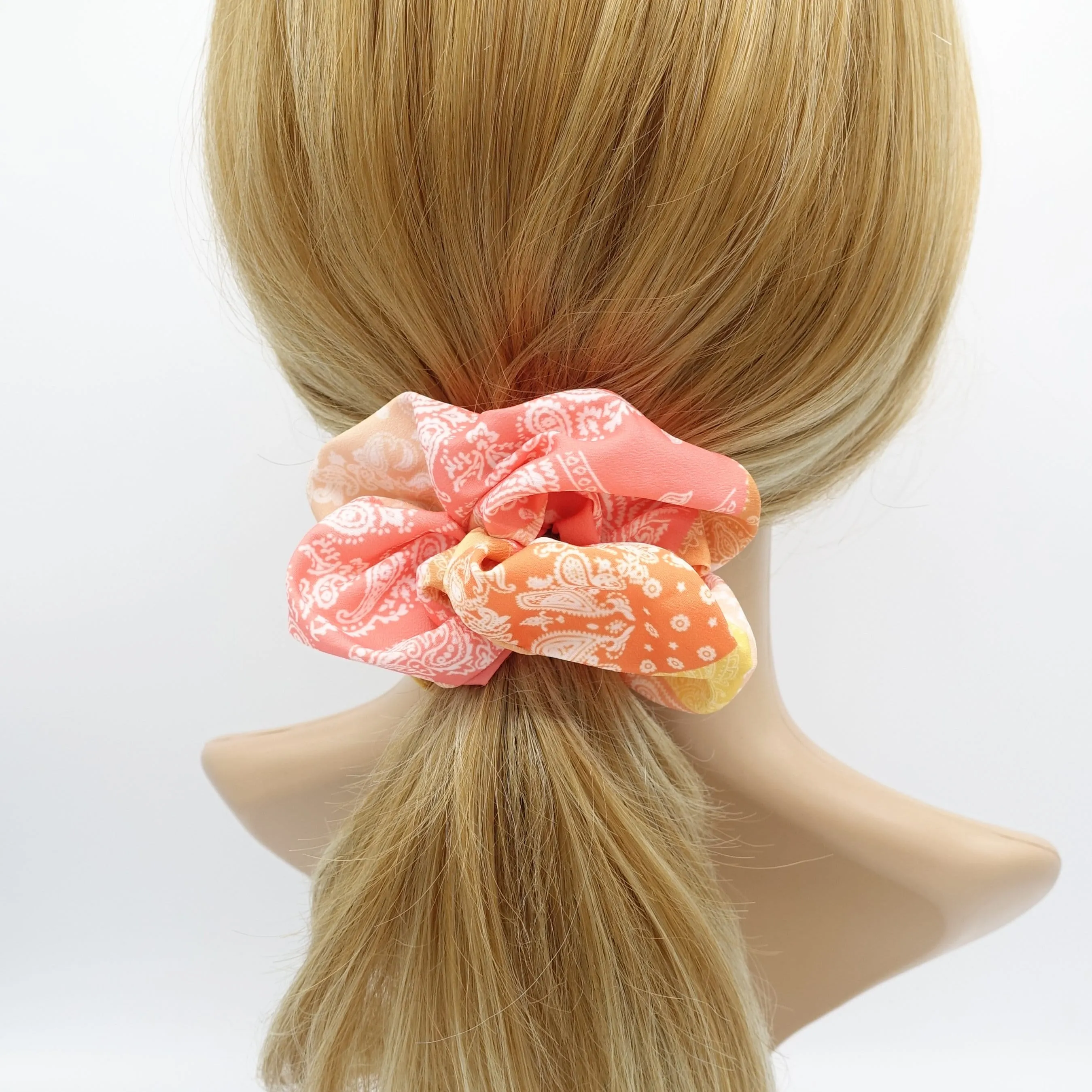 gradient color paisley print scrunchies hair elastic accessory for women