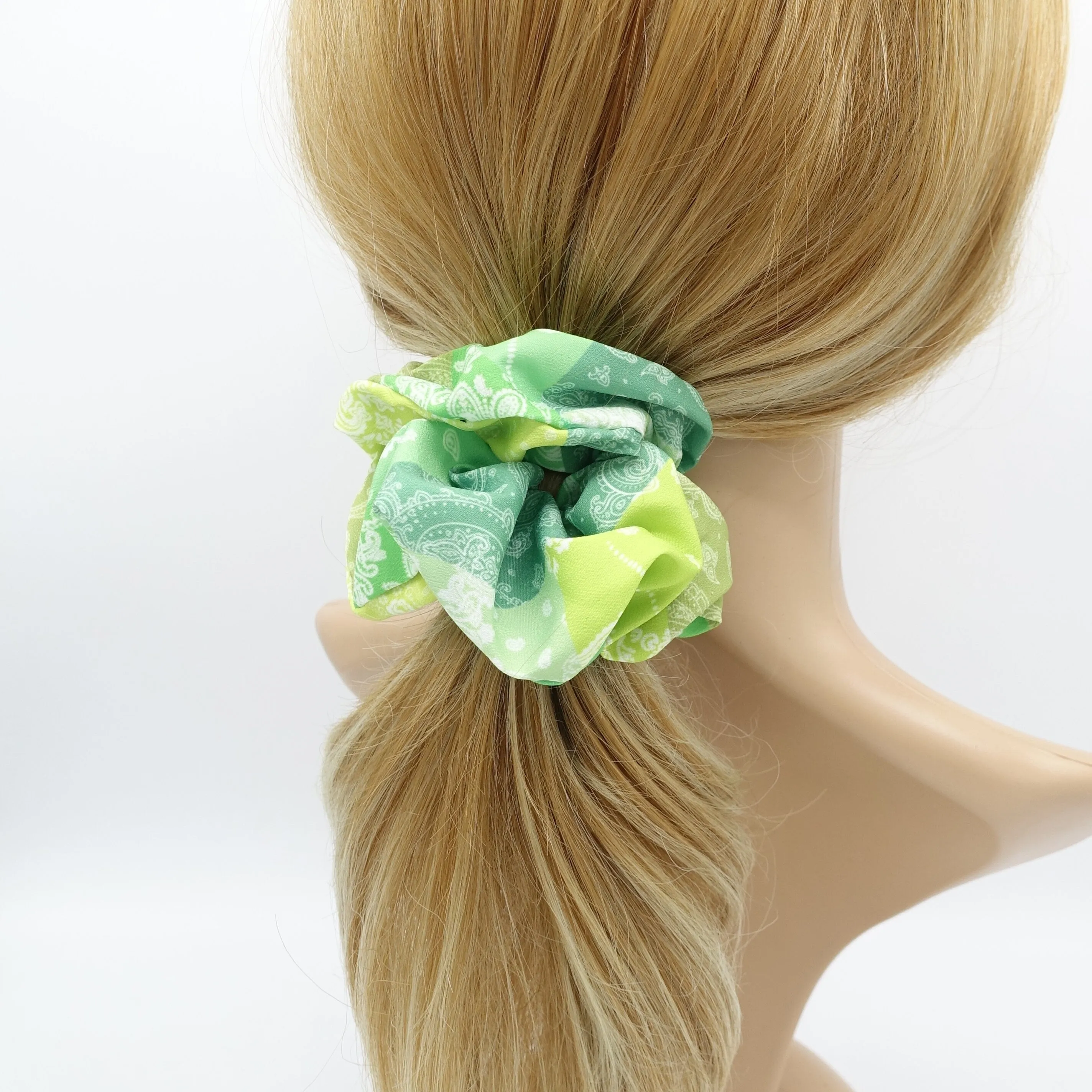 gradient color paisley print scrunchies hair elastic accessory for women