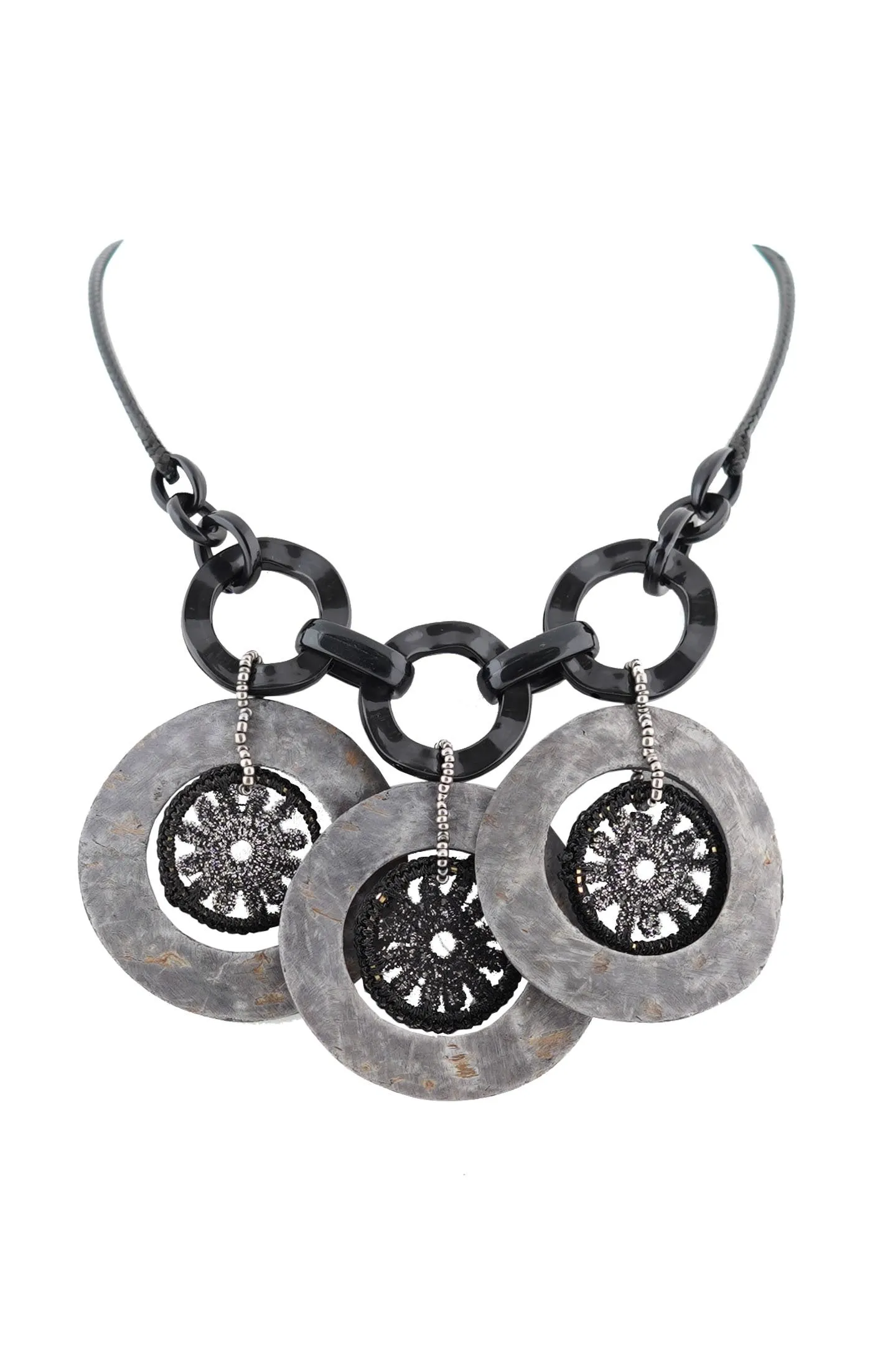 Grey Stained Acrylic Collar Necklace