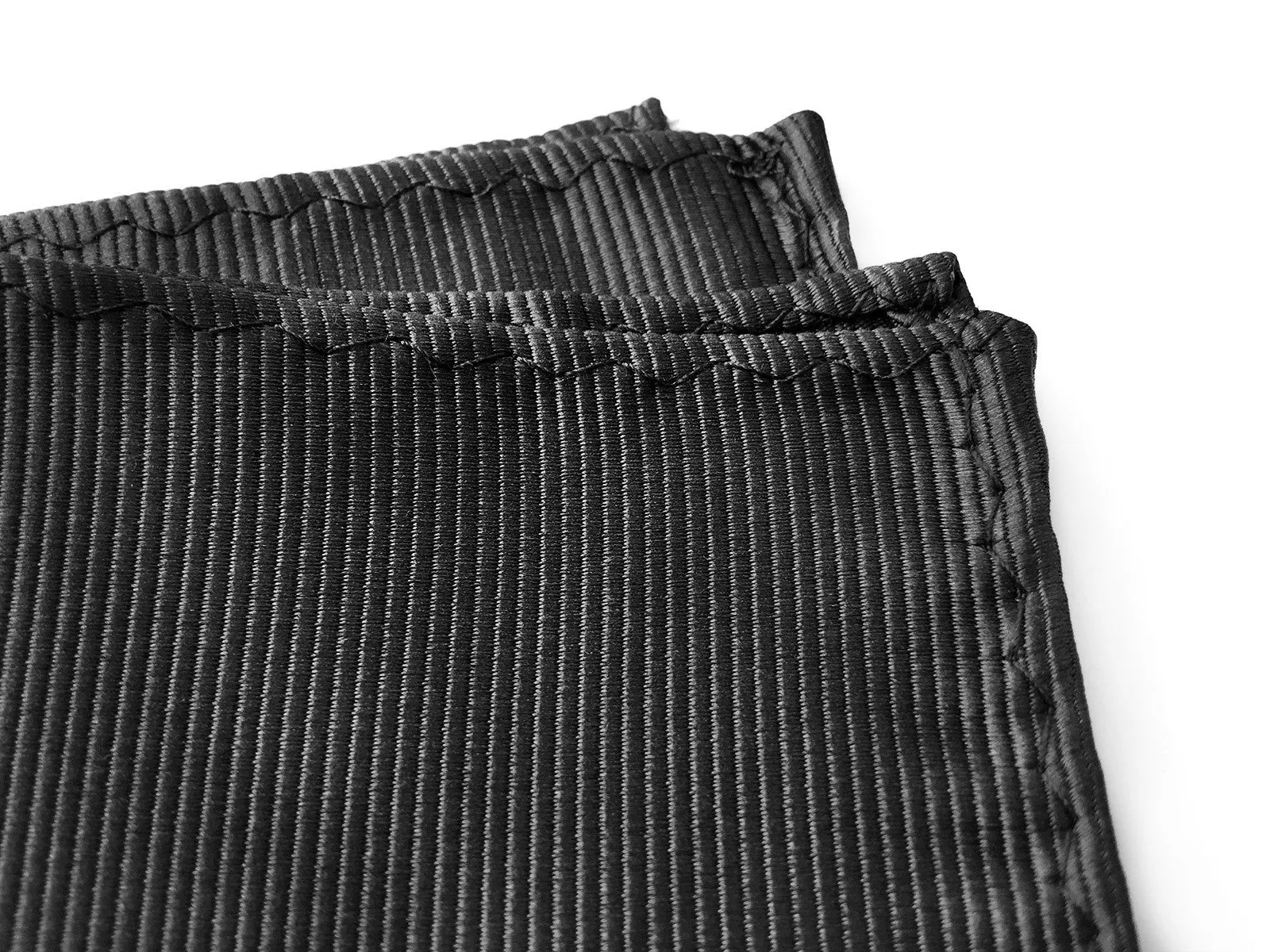 Gunmetal Pocket Square. Solid Color Fine-Stripe, No Print