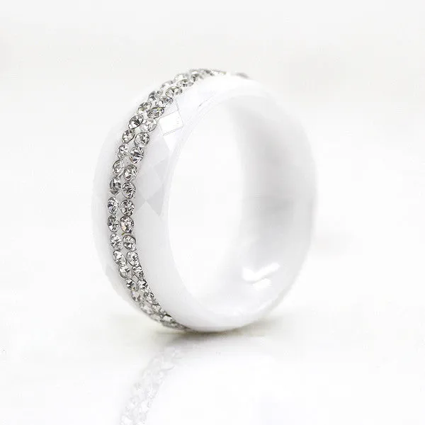 High Qulity Black And White Simple Style Comly Crystal Ceramic Rings for Women