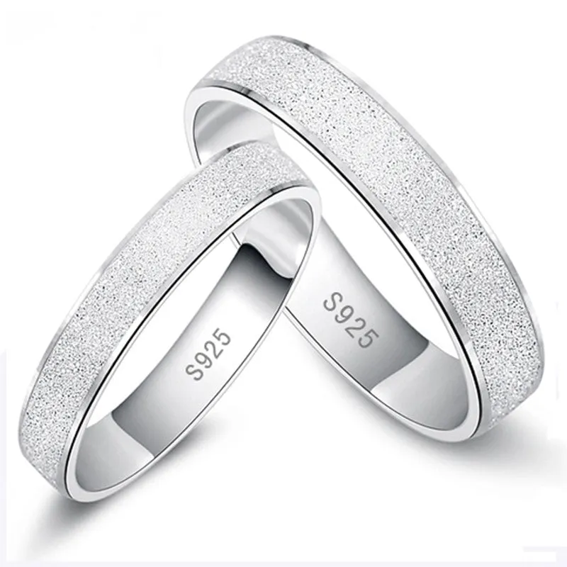 Hot Sale No Change Color Platinum Plated Wedding Ring Frosted Couple Ring For Men and Women