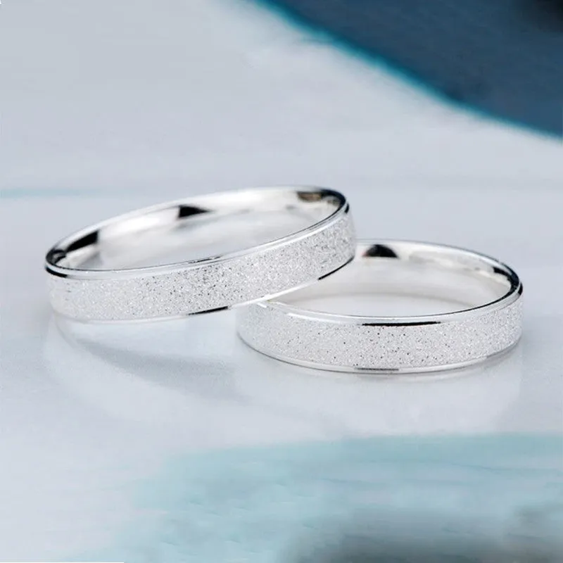 Hot Sale No Change Color Platinum Plated Wedding Ring Frosted Couple Ring For Men and Women