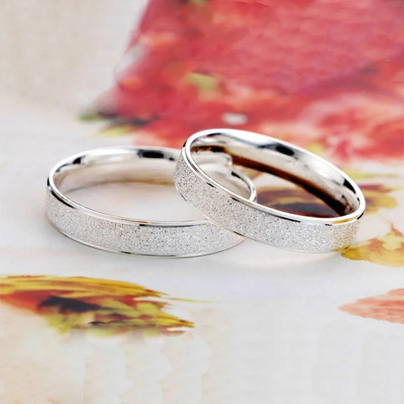 Hot Sale No Change Color Platinum Plated Wedding Ring Frosted Couple Ring For Men and Women