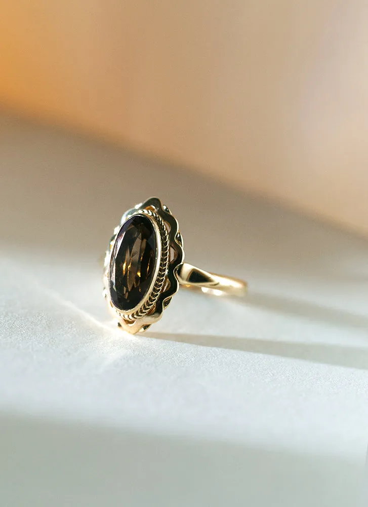 Iggy smoky quartz ring 14k gold