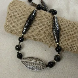 Kazuri Black  Bead & Silver Necklace Fair Trade