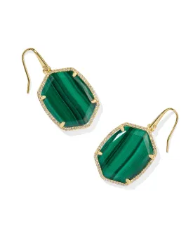 Kendra Scott Daphne Pave Frame Drop Earring in Green Malachite