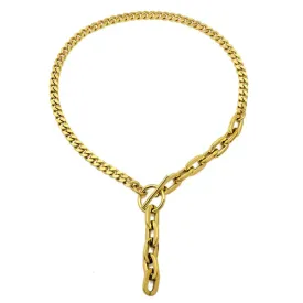 KESLEY Paperclip Y Shape Lariat Statement Necklace Dangle Thick Chain Gold Plated Stainless Steel Waterproof Luxury Necklace High Quality