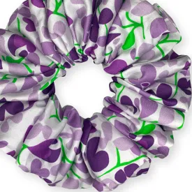 King Size Floral Cotton Scrunchie XXL Ponytail Holder Made in the USA Purple