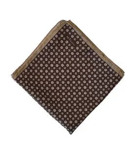 KITON Dark Brown Classic Diamonds and Medallions Pocket Square