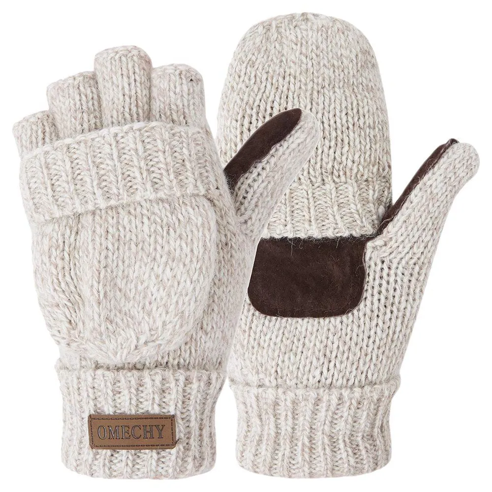 Knitted Convertible Wool Fingerless Gloves