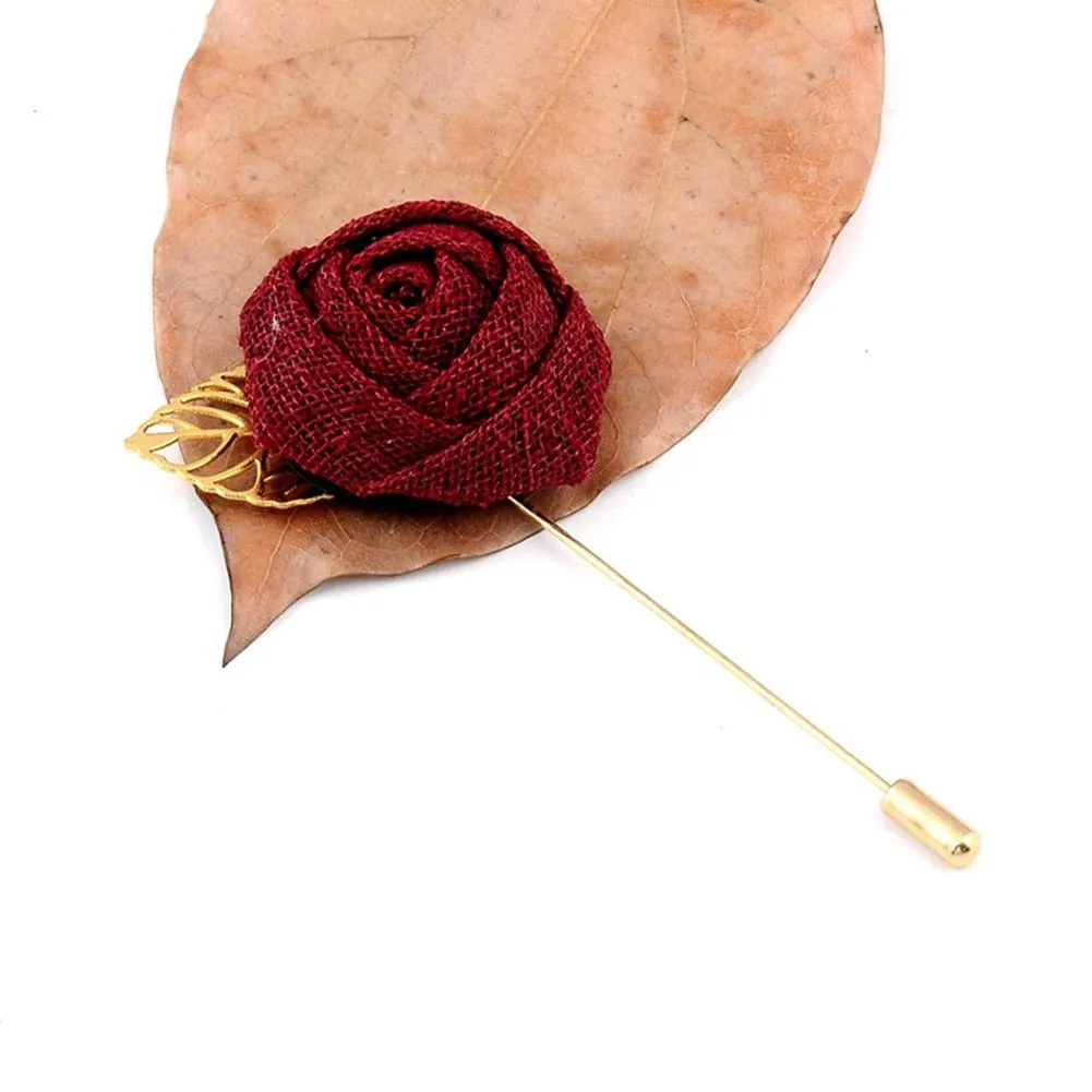 Korean Bridegroom Wedding Brooches Cloth Art Hand-made Rose Flower Brooch Lapel Pin Badge Tassel Chain Men&#39;s Suit Accessories