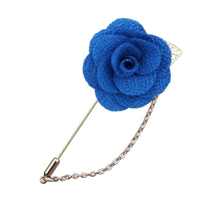 Korean Bridegroom Wedding Brooches Cloth Art Hand-made Rose Flower Brooch Lapel Pin Badge Tassel Chain Men&#39;s Suit Accessories