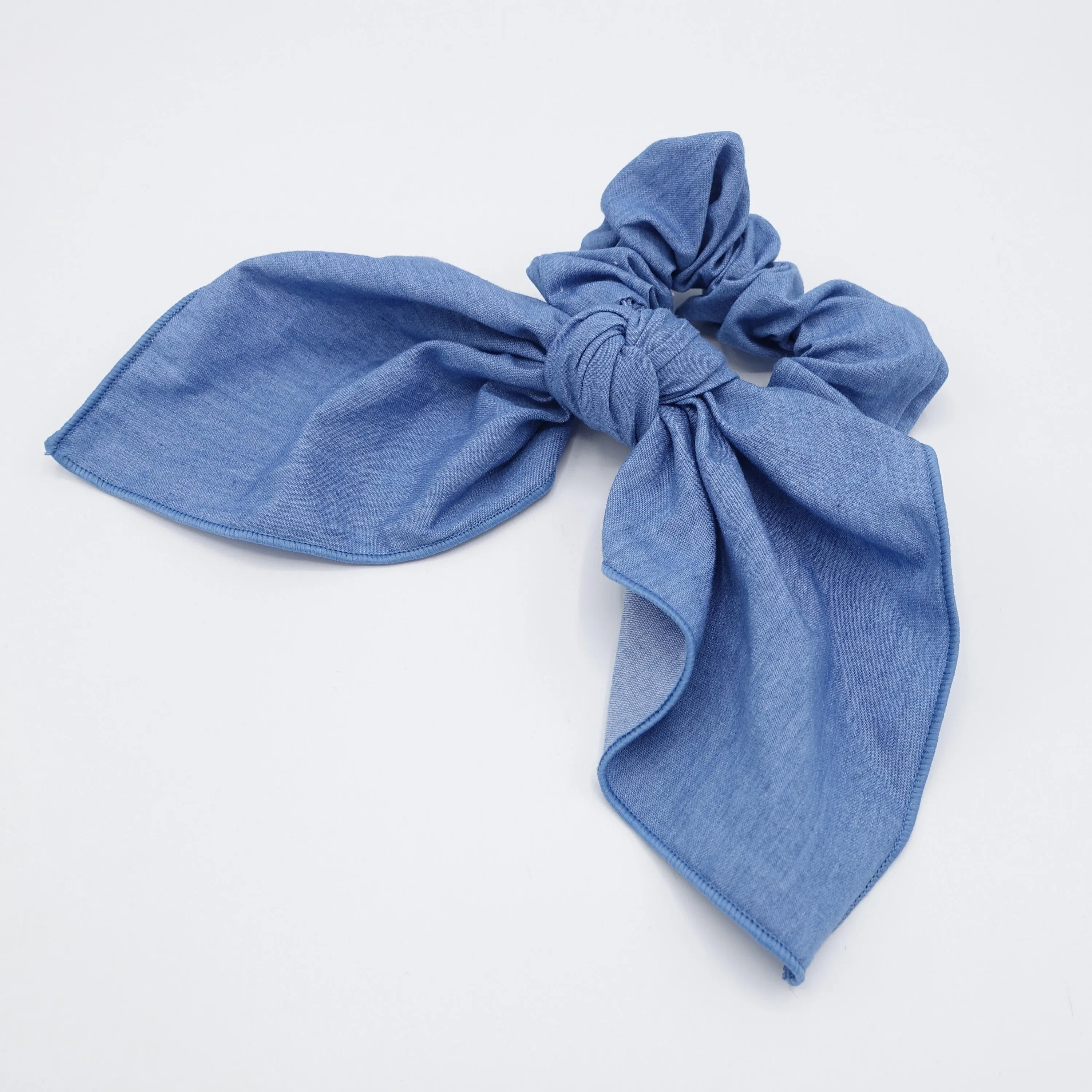 large denim bow knot scrunchies