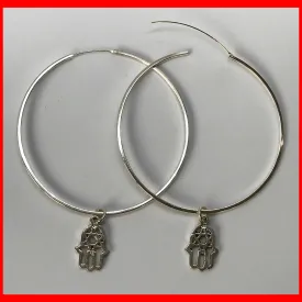 Large Hoop Earrings with Hamsa