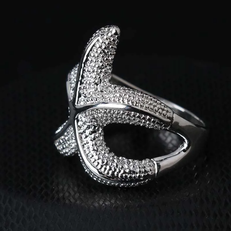 Large Stock Customizable Women Wedding Rings Personalized Fashion Starfish 925 Silver Ring