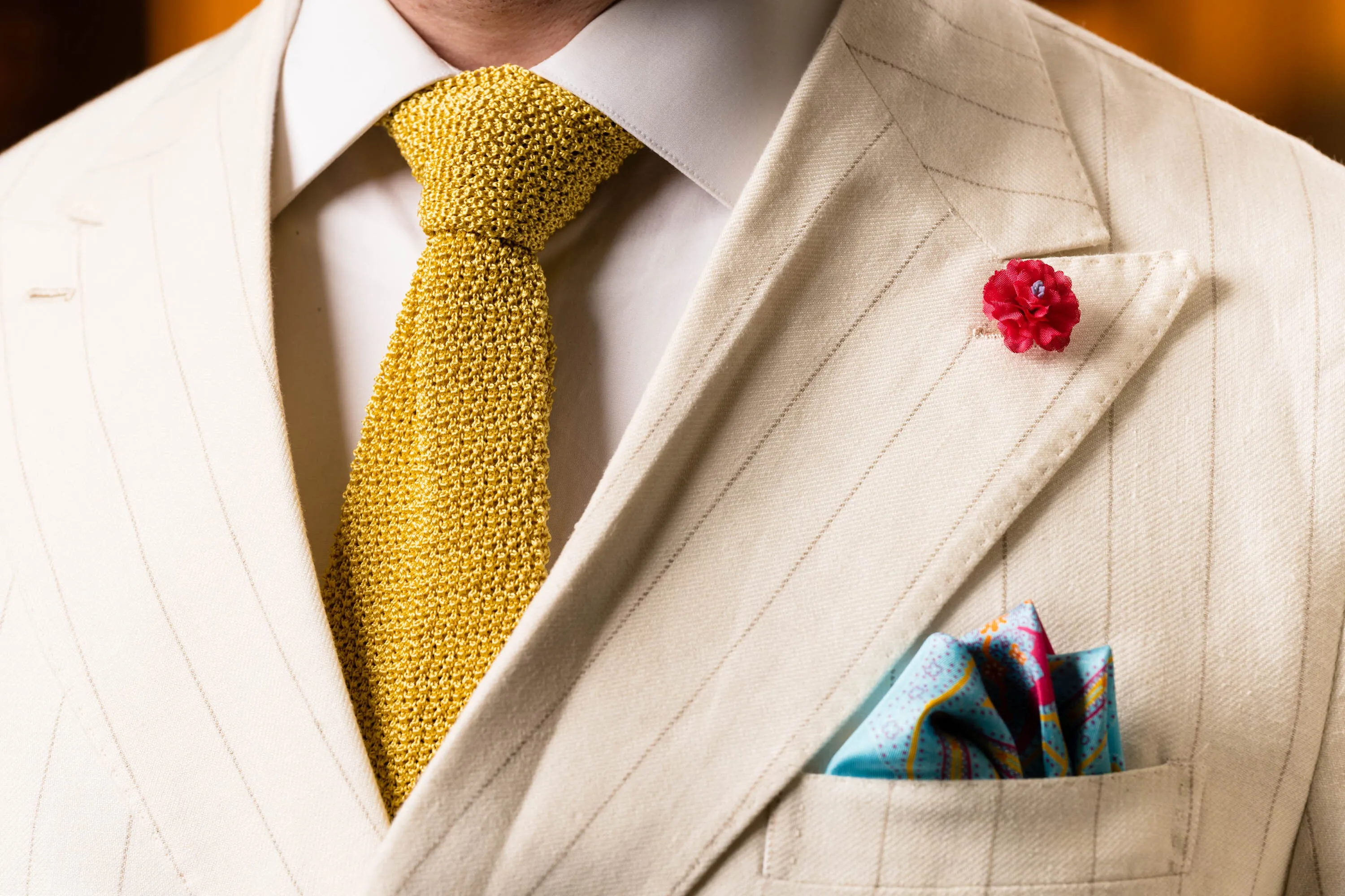 Light Blue & Pink Large Paisley Silk Pocket Square