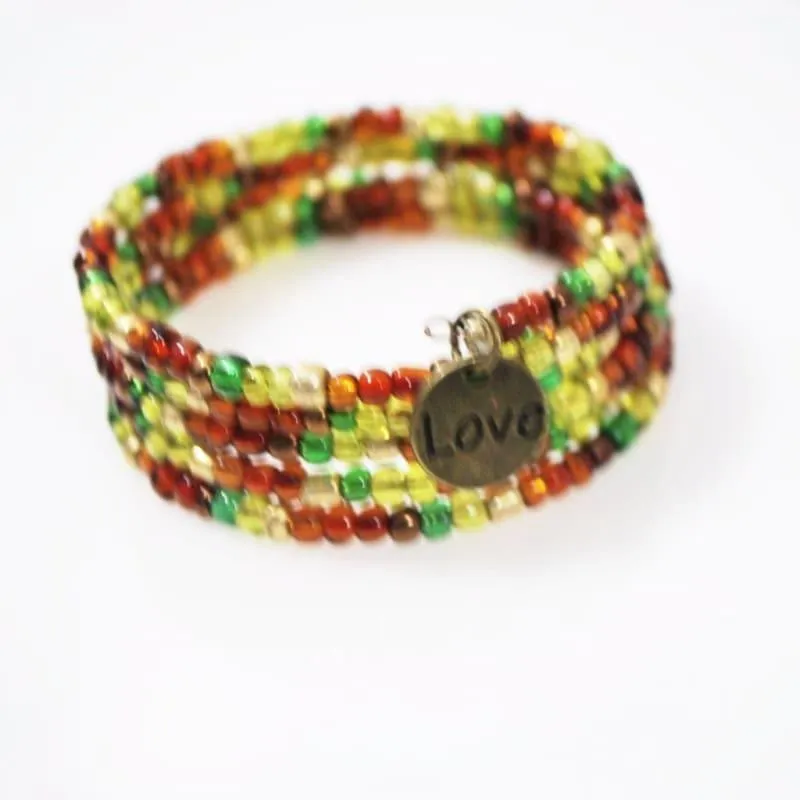 Love Charm Bright Colored Wrap Around Bracelets