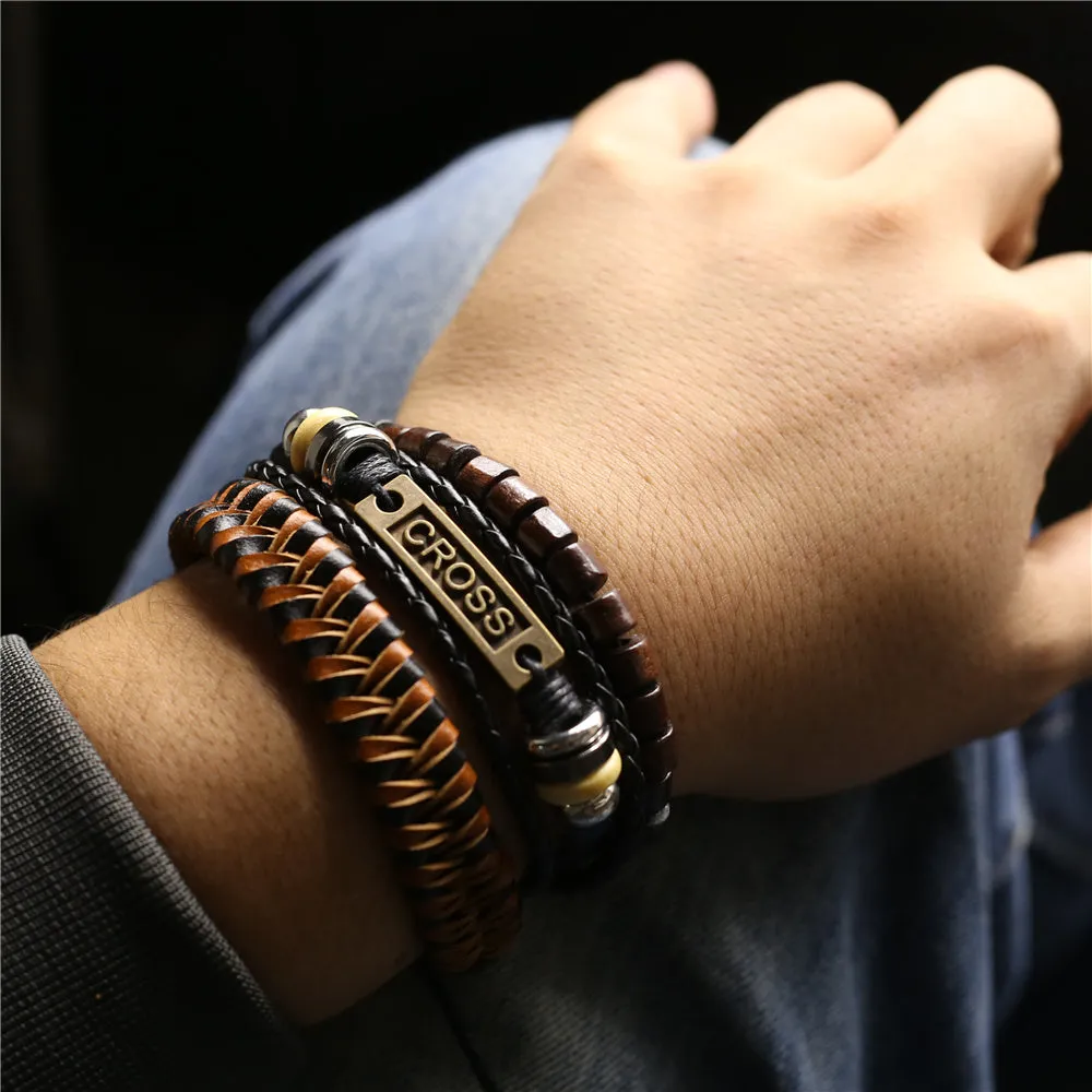 Men Leather Charm Bracelets