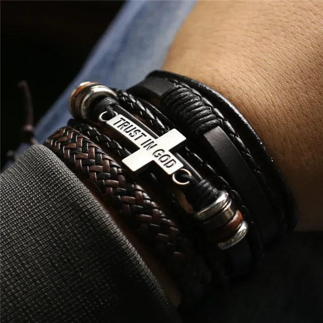 Men Leather Charm Bracelets