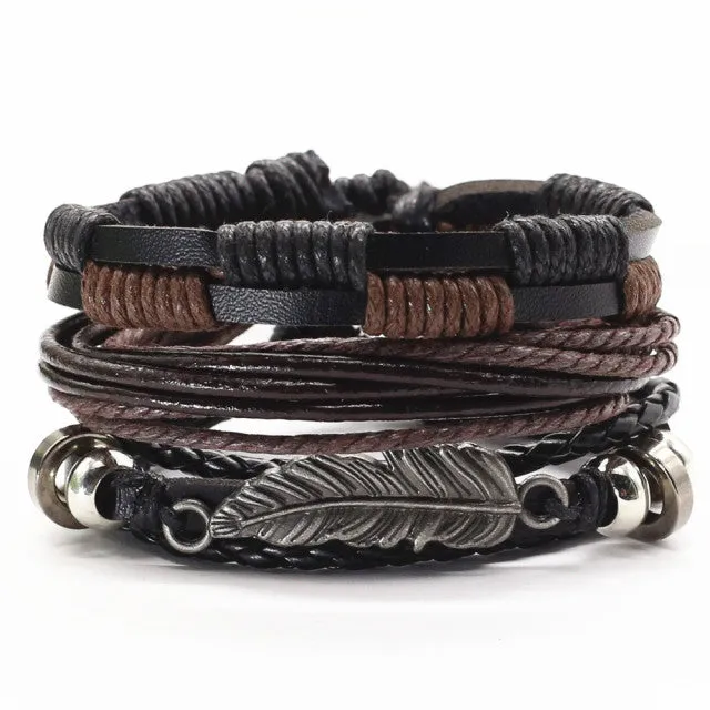 Men Leather Charm Bracelets