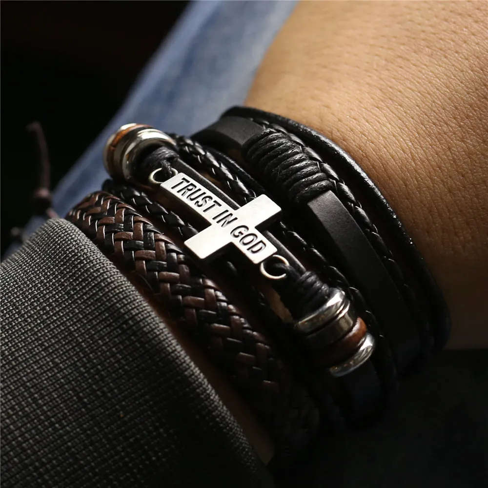 Men Leather Charm Bracelets