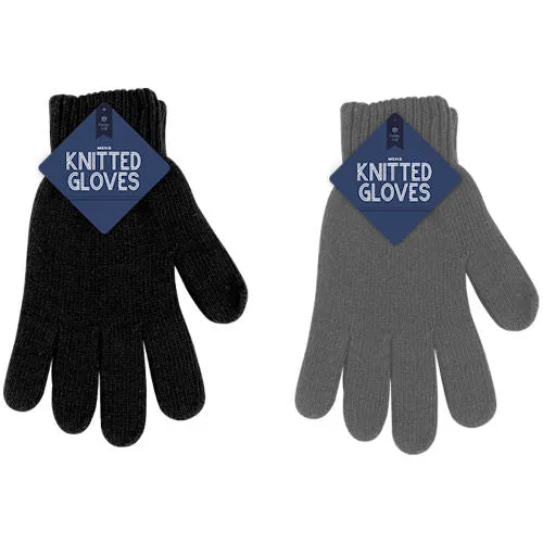 Men's Knitted Wool Gloves - Warm Stylish Winter Accessory Assorted Colours