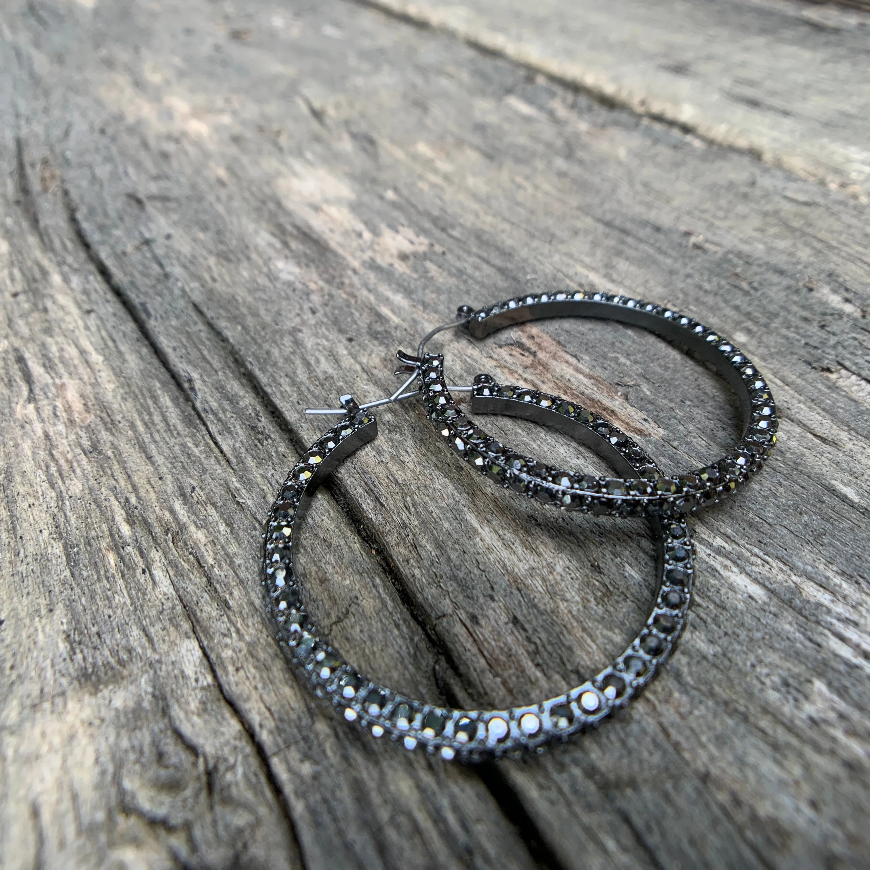 Midnight Black Hoop Earrings