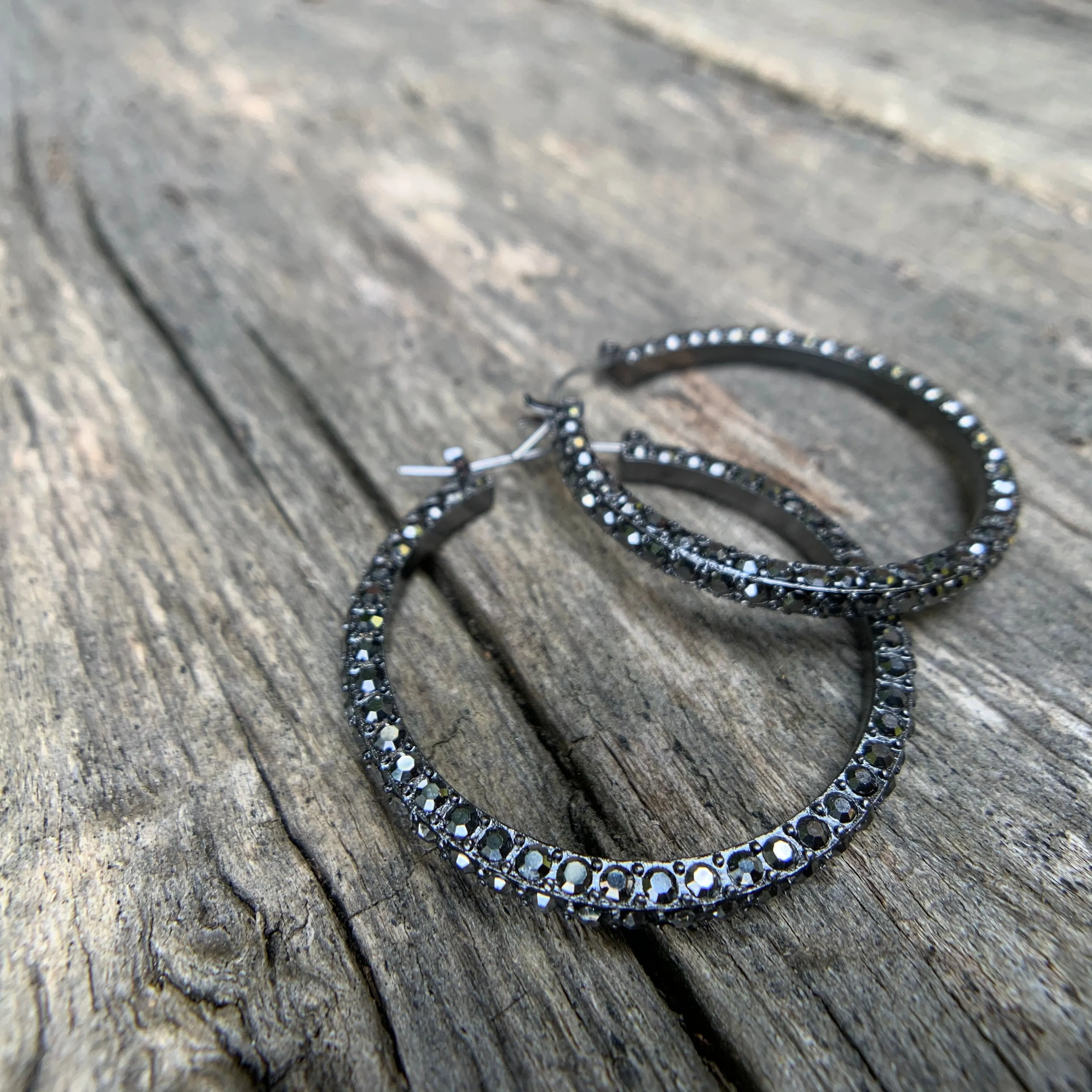 Midnight Black Hoop Earrings