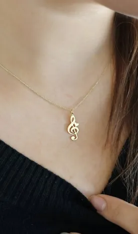 Music Note Necklace- 14k Gold Vermeil Musicians Pendants - Pendant For Music Lovers