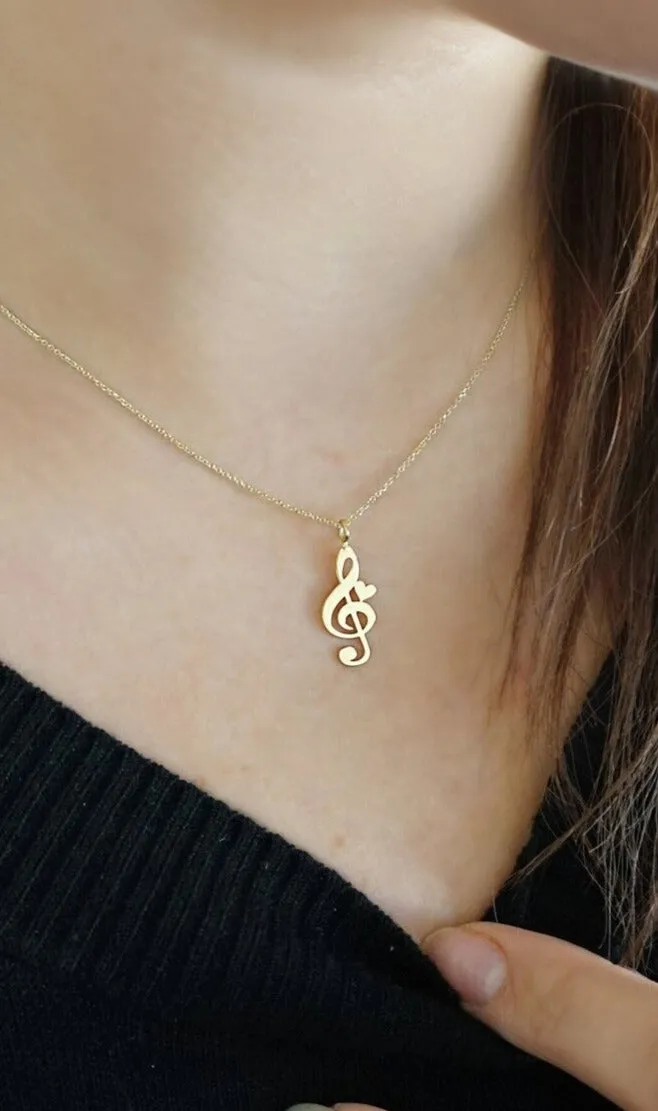 Music Note Necklace- 14k Gold Vermeil Musicians Pendants - Pendant For Music Lovers