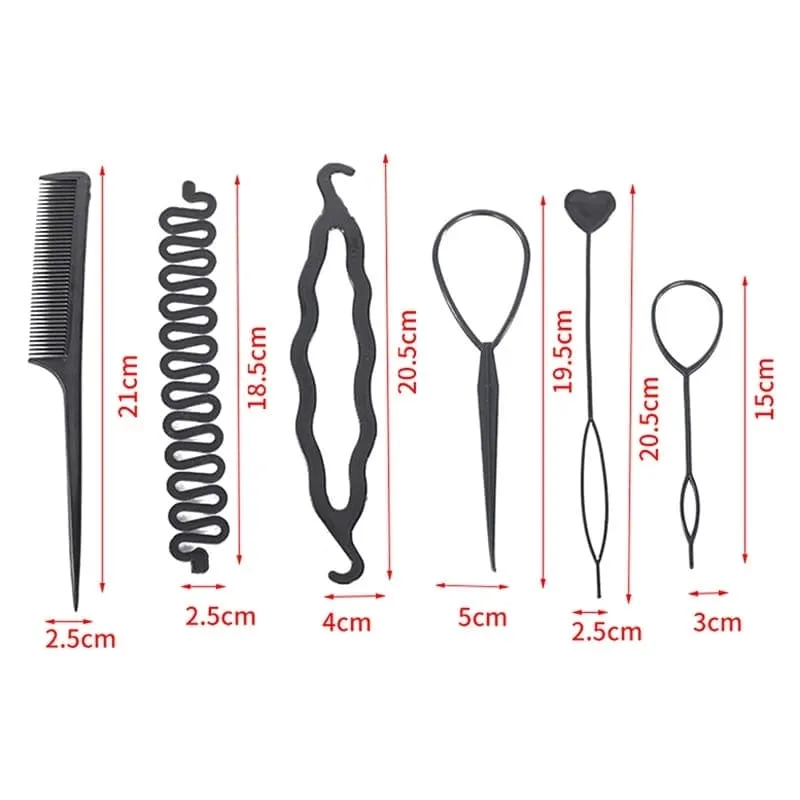 Newstyle 6pcs Hairstyle Braiding Tools, Twist Bun Barrette Elastic Hair Clips for Women, Weave Braider Roller Hairpins, Magic Hair Styling Accessories