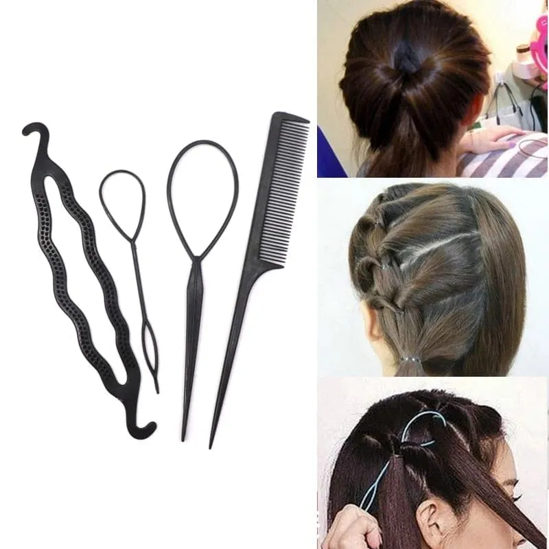 Newstyle 6pcs Hairstyle Braiding Tools, Twist Bun Barrette Elastic Hair Clips for Women, Weave Braider Roller Hairpins, Magic Hair Styling Accessories