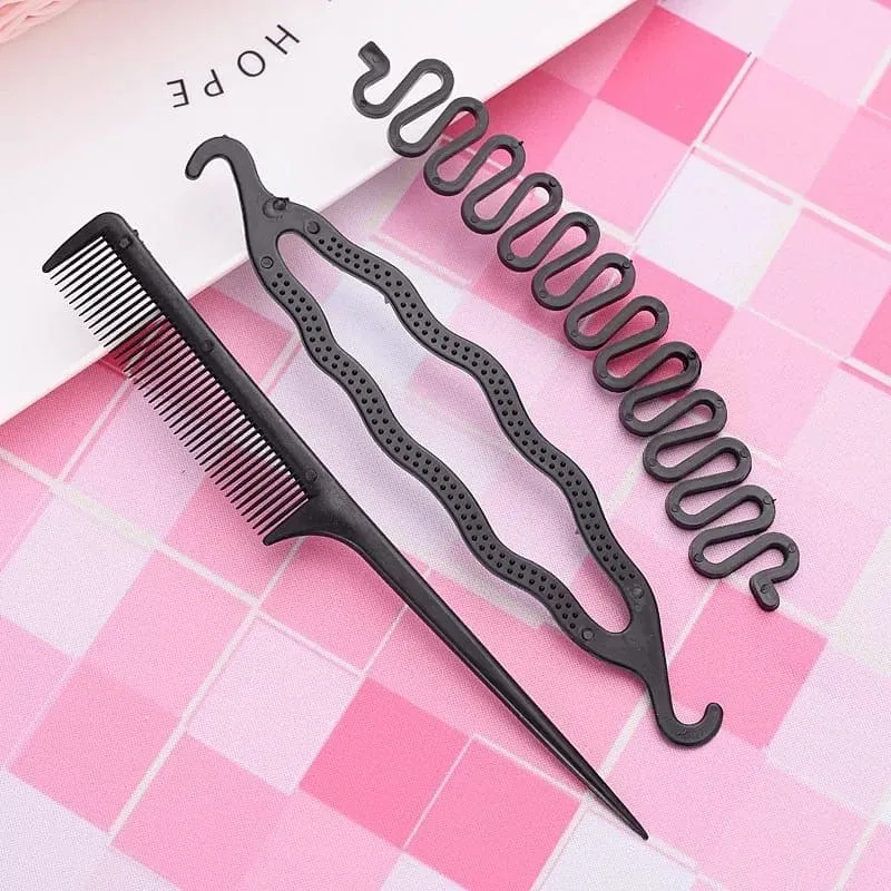 Newstyle 6pcs Hairstyle Braiding Tools, Twist Bun Barrette Elastic Hair Clips for Women, Weave Braider Roller Hairpins, Magic Hair Styling Accessories