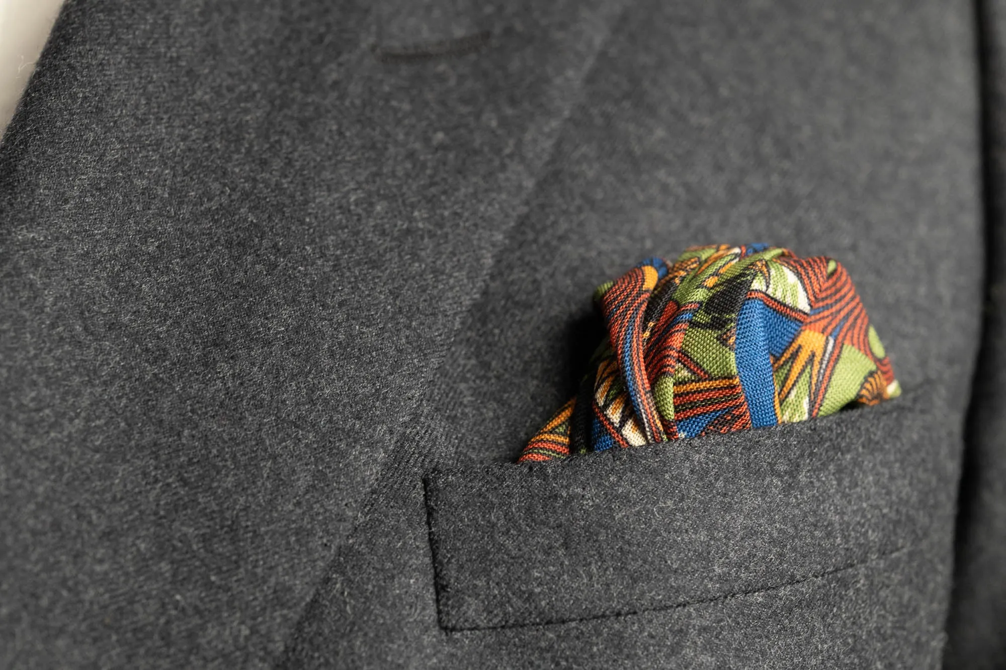 Olive Green Art Deco Egyptian Scarab Pocket Square