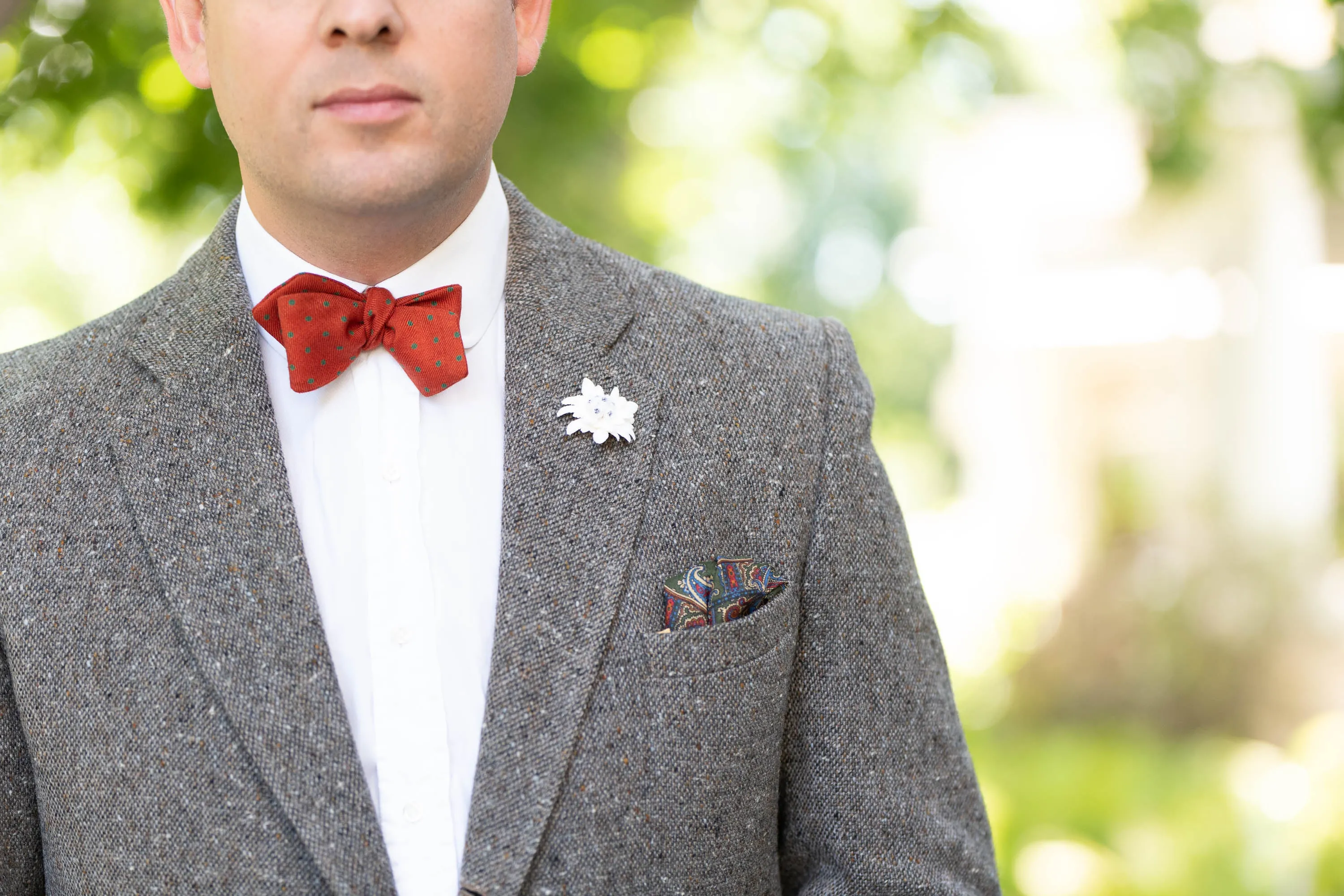 Olive Green Paisley Silk Wool Pocket Square