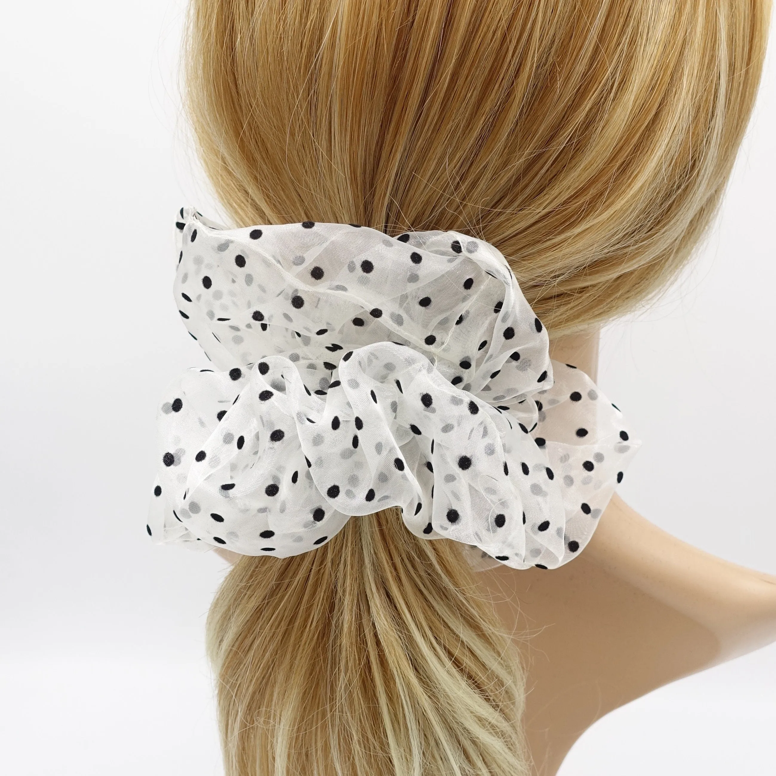 organza scrunchies velvet dot hair elastic scrunchie for women