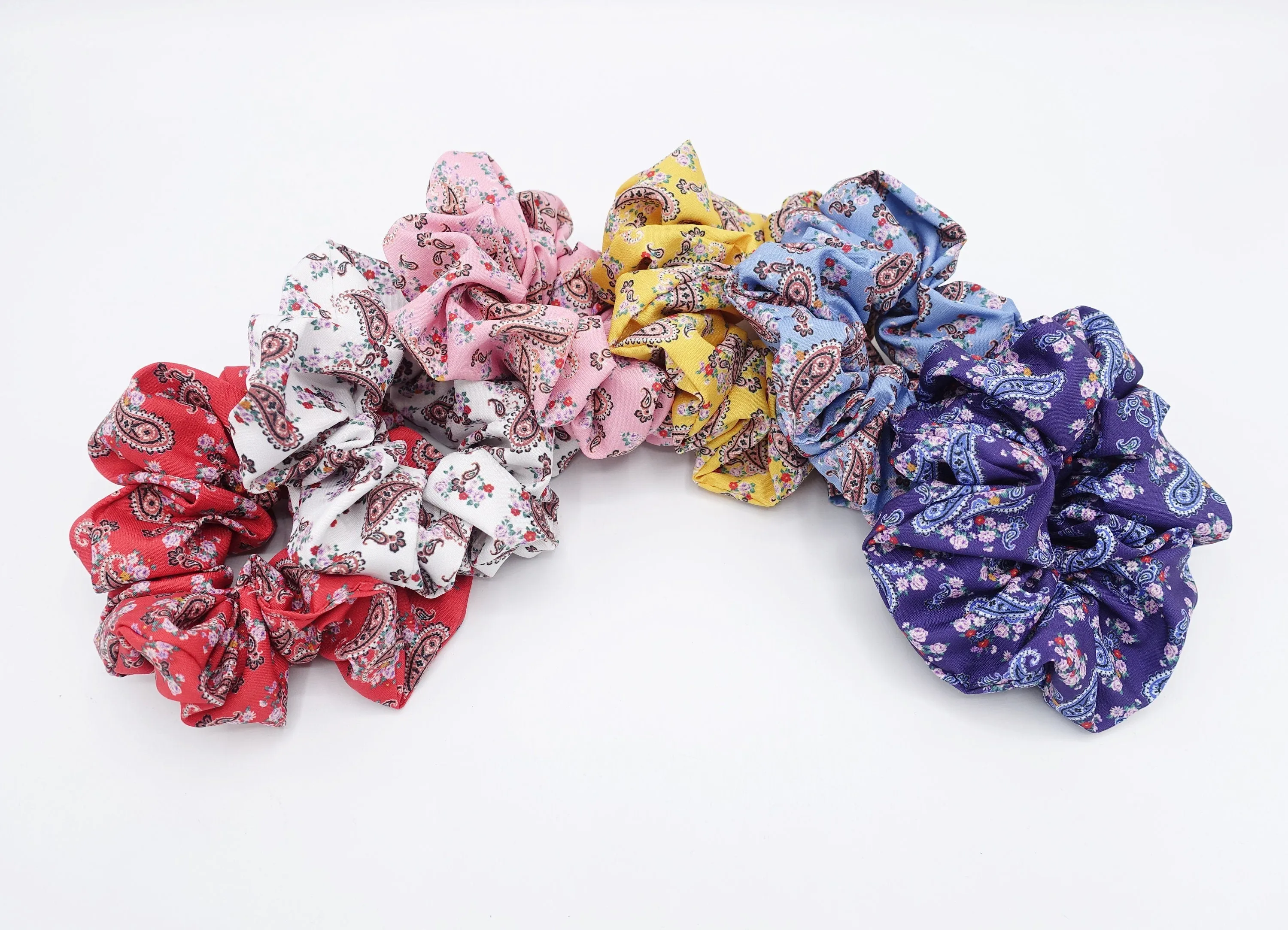 paisley scrunchies, basic scrunchies, hair accessory shop for women