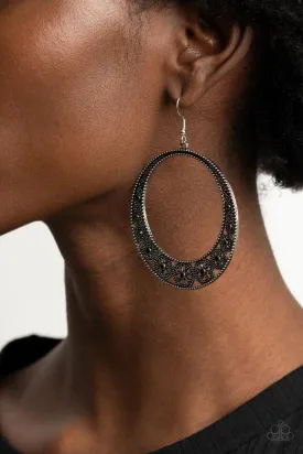 Paparazzi Earring ~ Bodaciously Blooming - Black