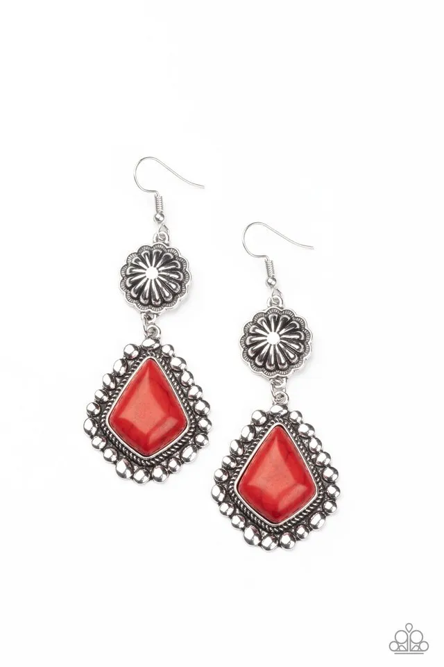 Paparazzi Earring ~ Country Cavalier - Red