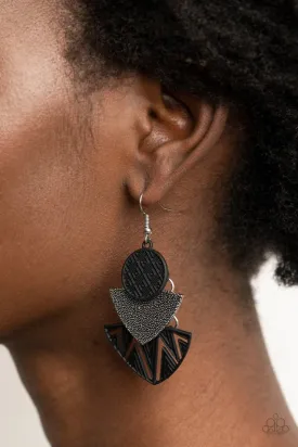 Paparazzi Earring ~ Jurassic Juxtaposition - Black