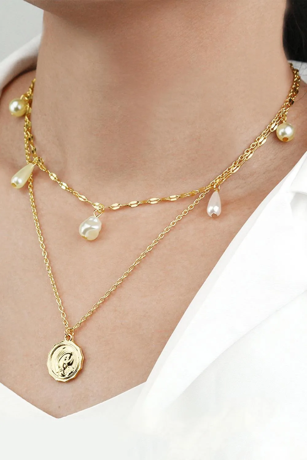 Pearl Avatar Alloy Layered Necklaces