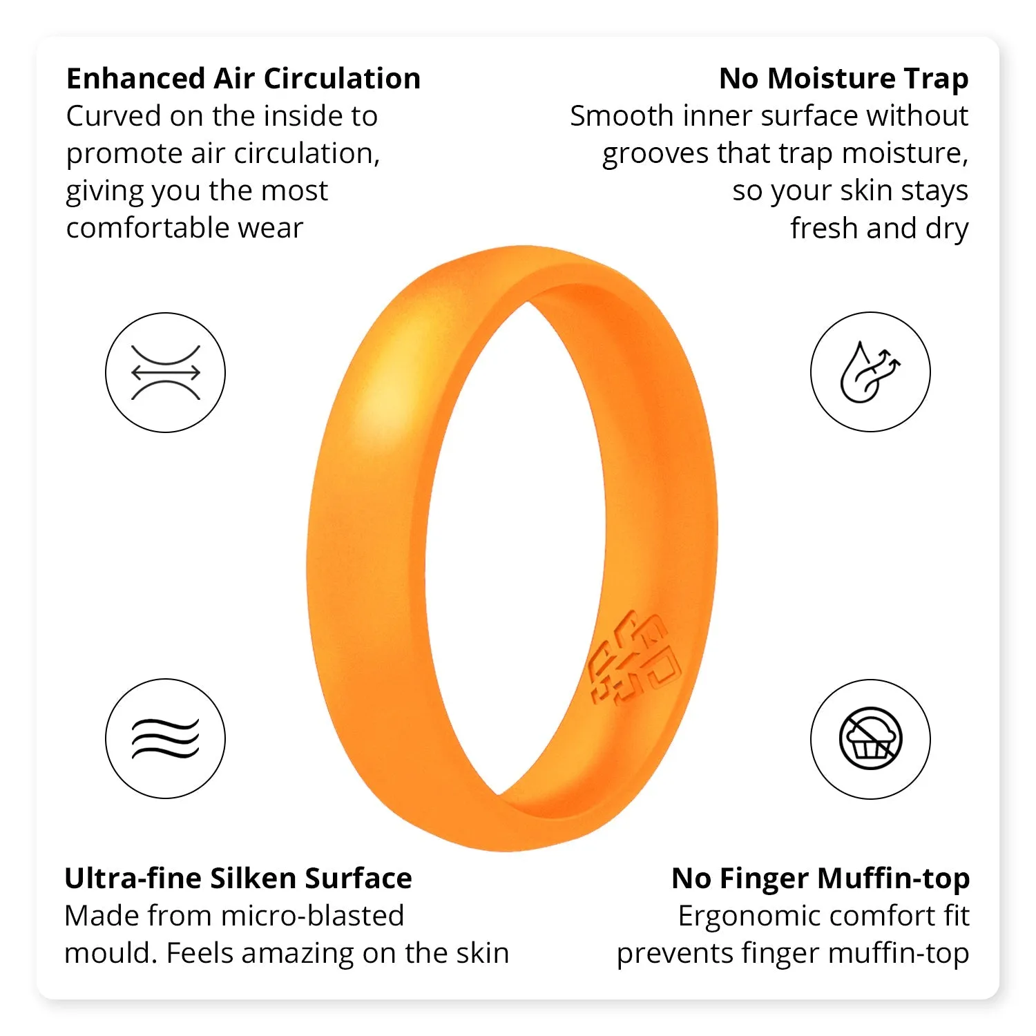 Pearl Orange Breathable Silicone Ring for Women