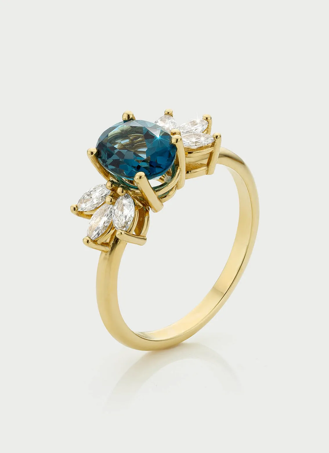 Penelope diamond topaz ring 14k gold