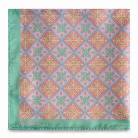 Peranakan Tiles Pocket Square in Pink and Green J