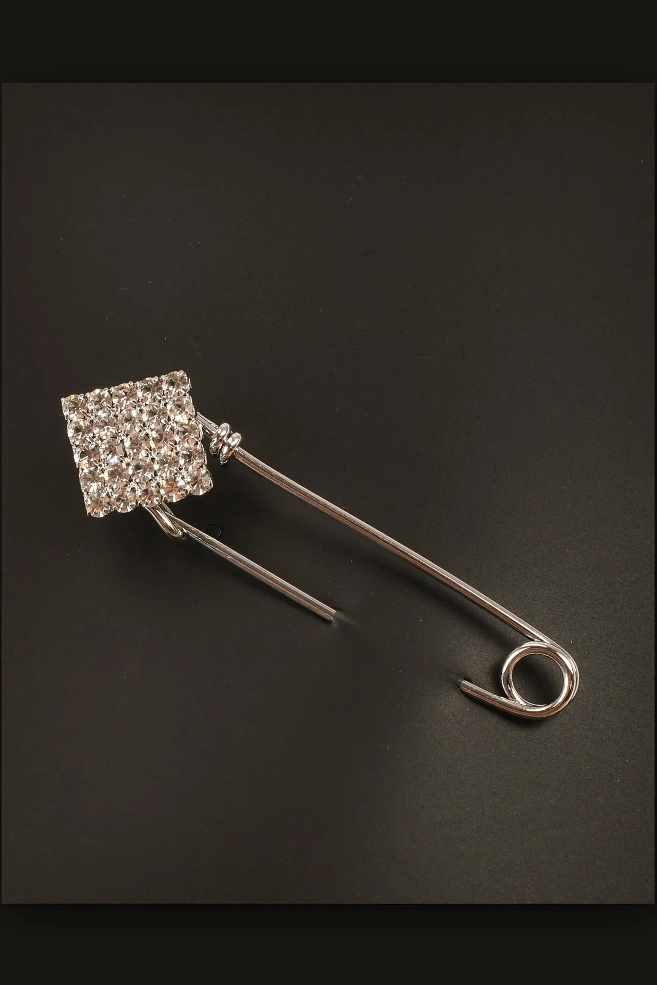 Pin with Stone Studded Square Brooch