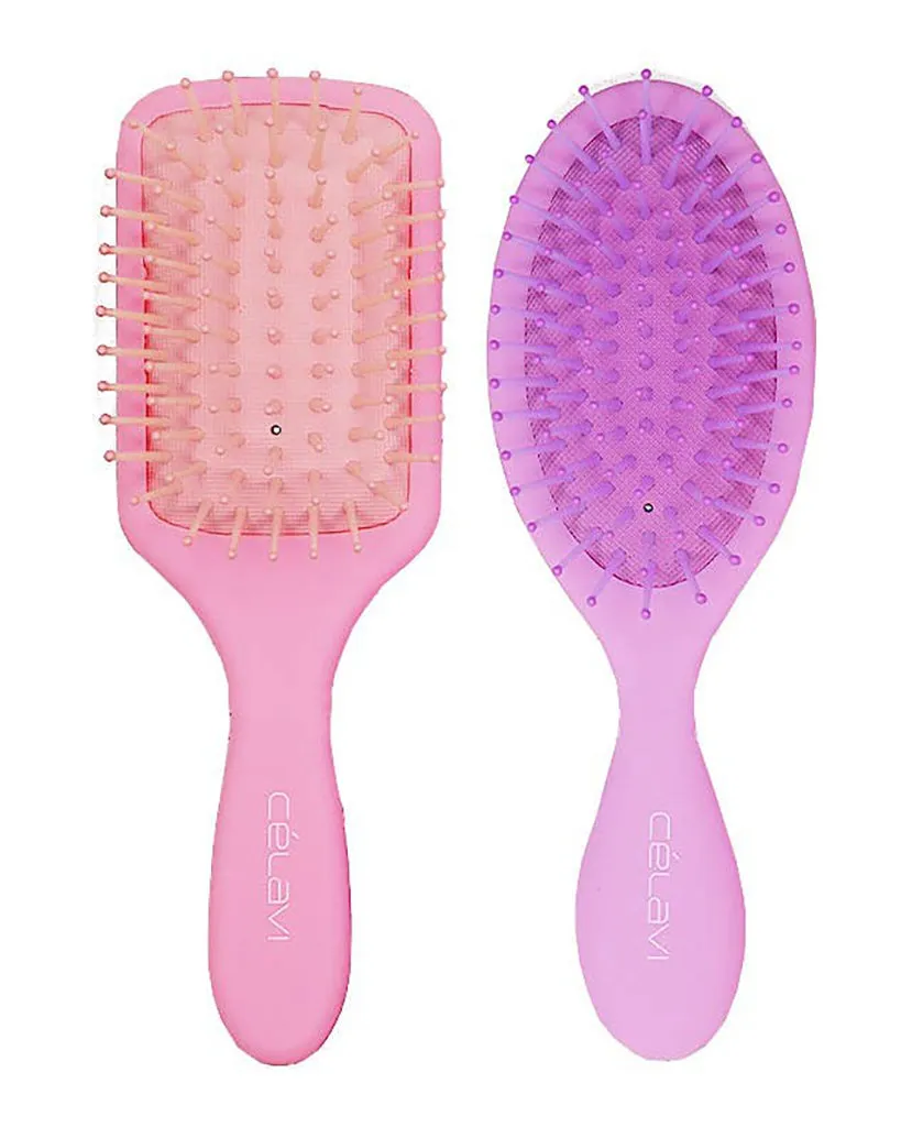 Pineapple Beauty Celavi Cosmetics Mini Hair Brush Duo - Pink Combo