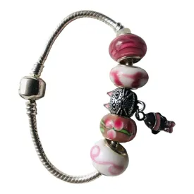 Pink Lampwork Charm Bracelet